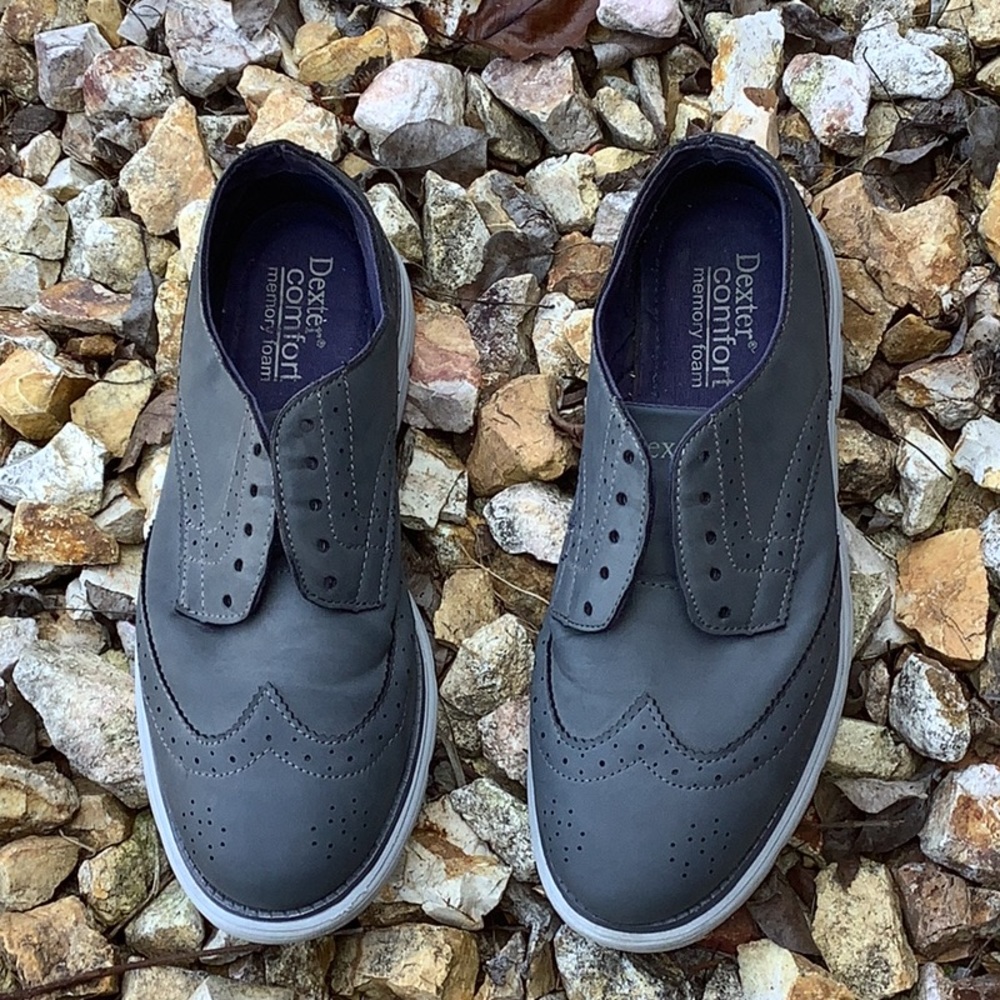 Dexter Comfort Memory Foam Lite Weight Oxford Lace Up Shoes Gray Men's